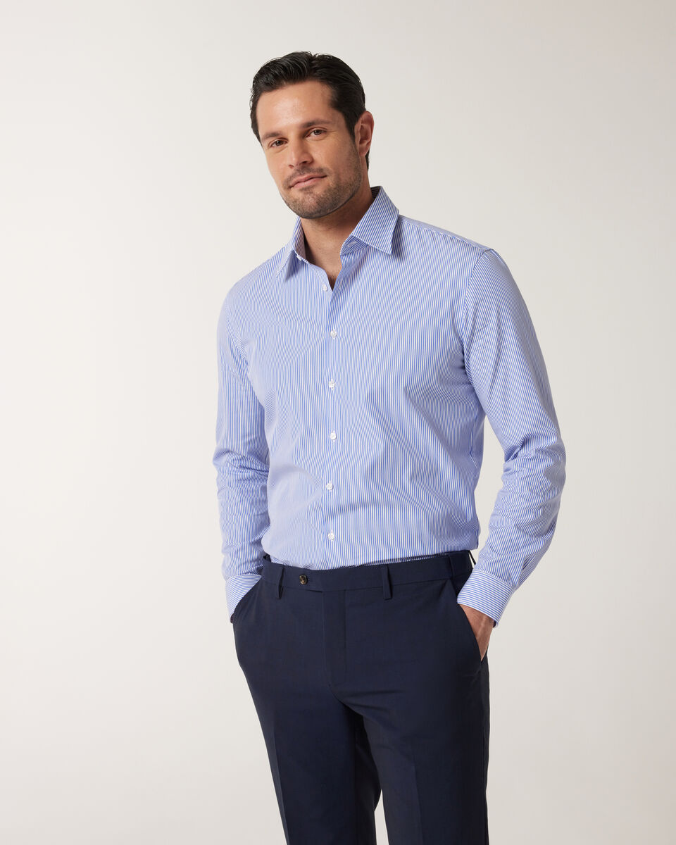 Striped Business Shirt, Blue, hi-res